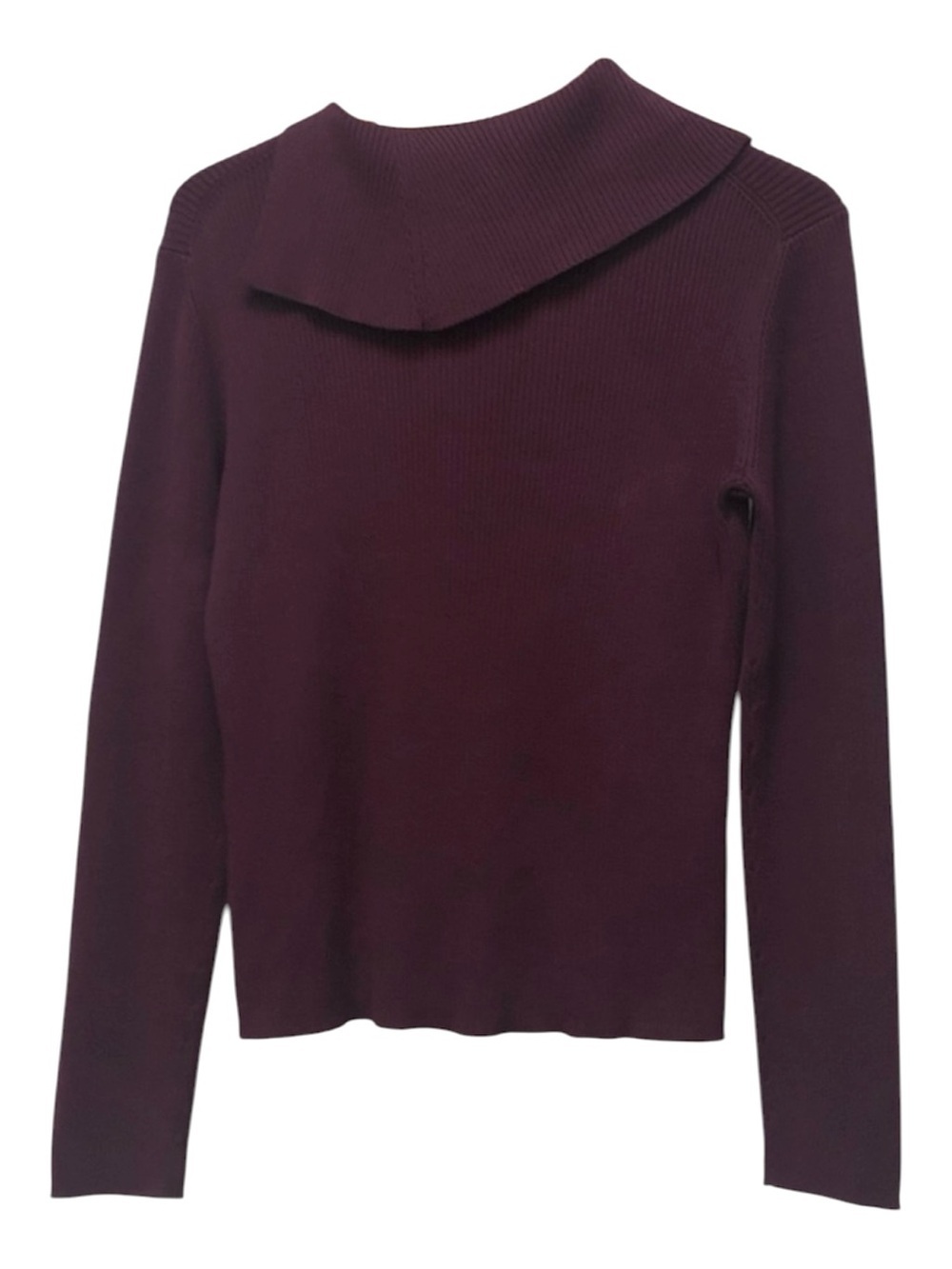 Casual Corner Annex Burgundy Ribbed Cowl Neck Sweater Foldover Collar Large - Picture 4 of 11